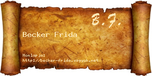 Becker Frida névjegykártya